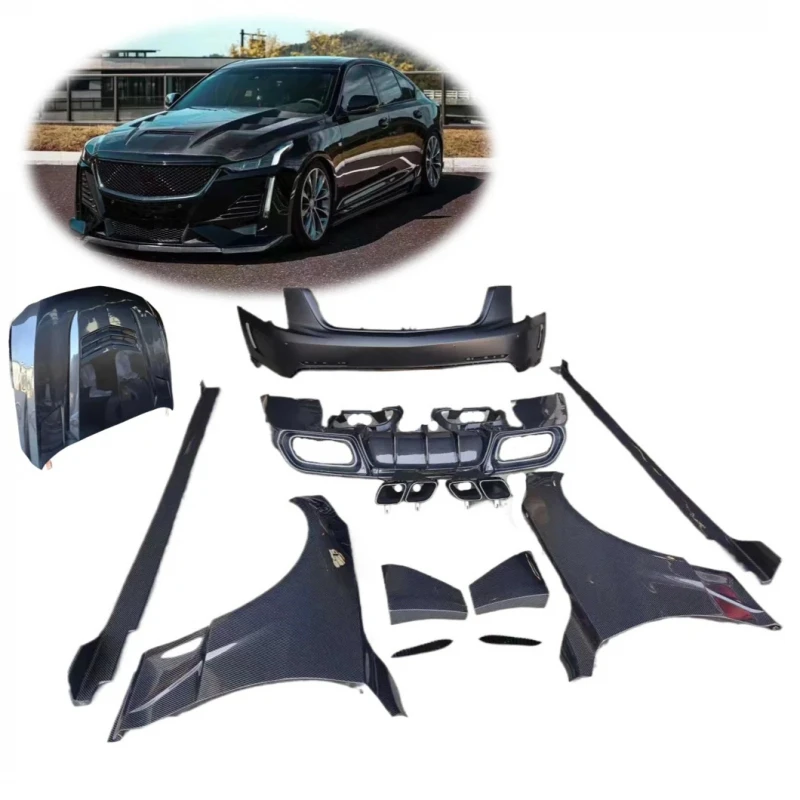 Multifunctional Dry & Wet Carbon Fiber Full Body Kit, Bumper Hood Side Skirts Rear Diffuser, Auto Exterior Tuning Accessories