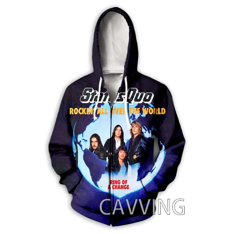 

CAVVING 3D Print Status Quo Rock Толстовки на молнии Толстовка с капюшоном на молнии Harajuku Толстовка в стиле хип-хоп