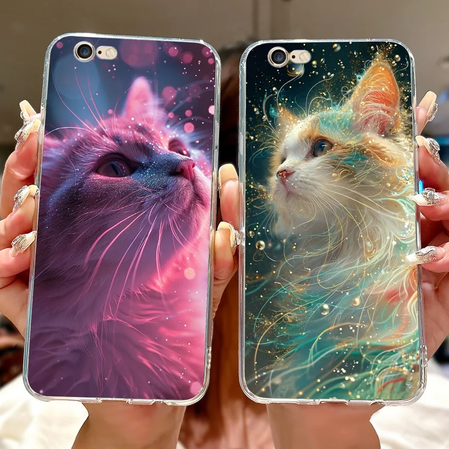 For Apple iPhone 6 Plus Case iPhone6S Plus Cute Cat Fashion Painted Cover Soft Slim Phone Case For iPhone 6S iPhone6 Plus Fundas