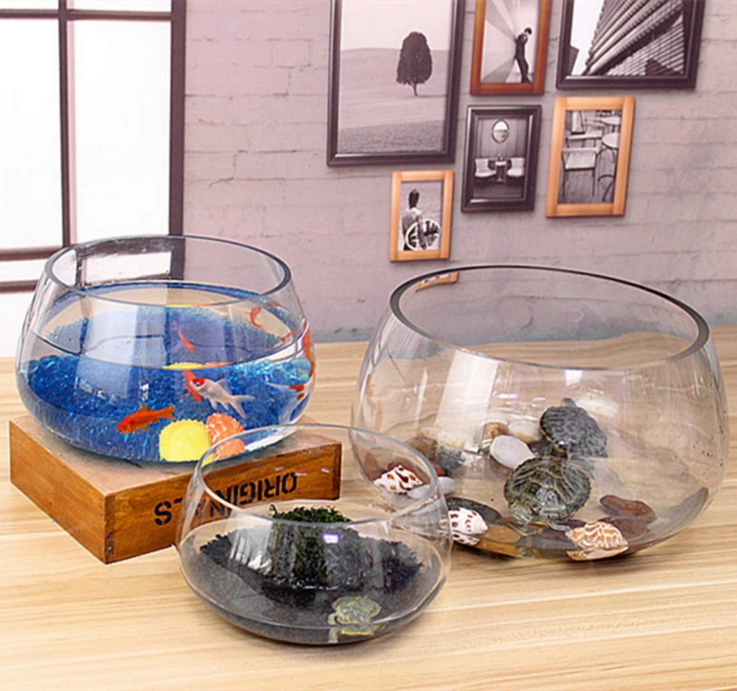 

Fish Tank Glass Circular Desk Creative Small Fish For Household Use Transparent Small Desktop Turtle Tank Aquarium Tank