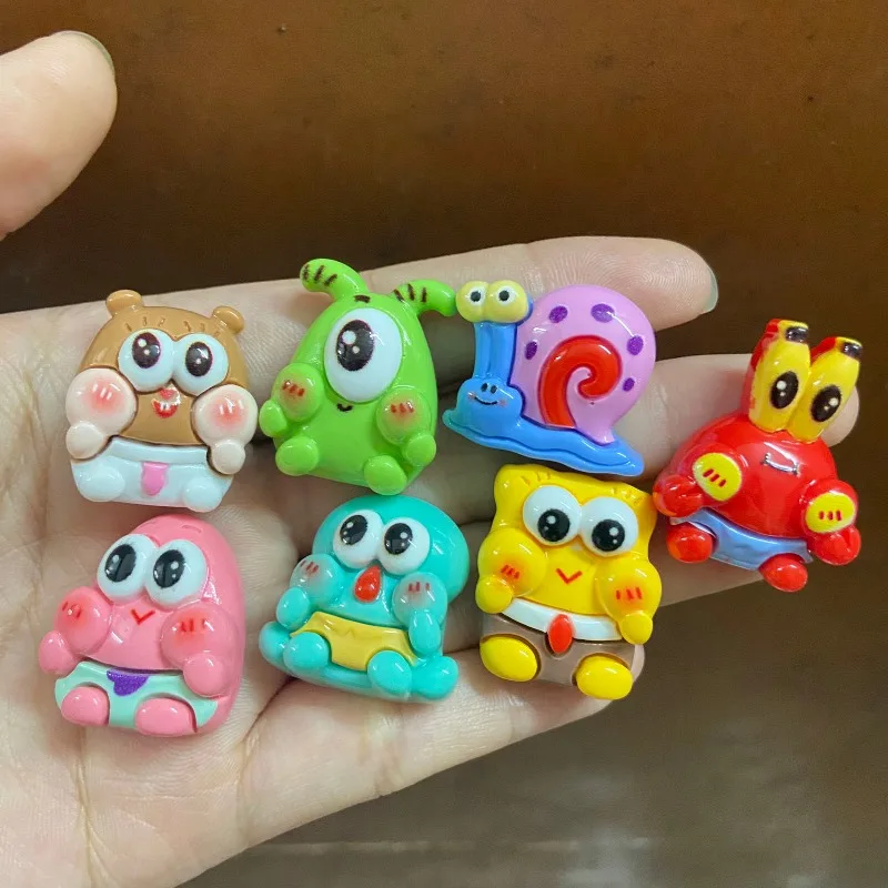 Kawaii SpongeBob DIY Resin Accessories Patrick Star Self-Production Phone Bag Pendent Figure Toy Hairpin Shoes Chain Decorative