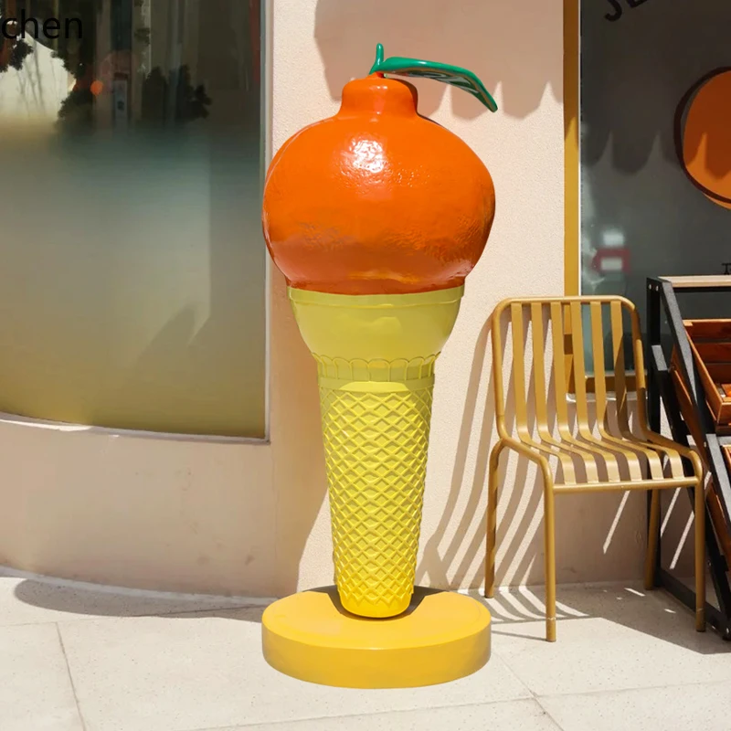 HTT Internet celebrity simulation orange ice cream model shopping mall cold drink shop fiberglass sculpture  floor ornament