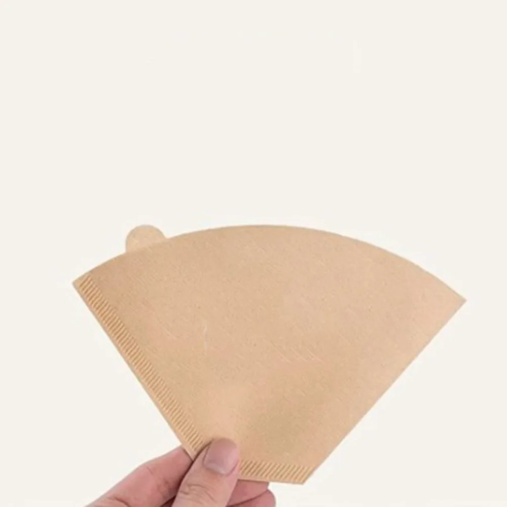 100 Pcs U Shaped Cone Coffee Filter Paper Disposable with Handle Coffee Maker Paper Unbleached 1-6 Cups Coffee Dripper Cafe