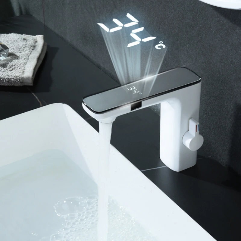 Smart Sensor LED Faucet Bathroom Basin Infrared Faucet Kitchen Sink Mixer Tap Hot and Cold Vanity Touchless Tap Digital Display