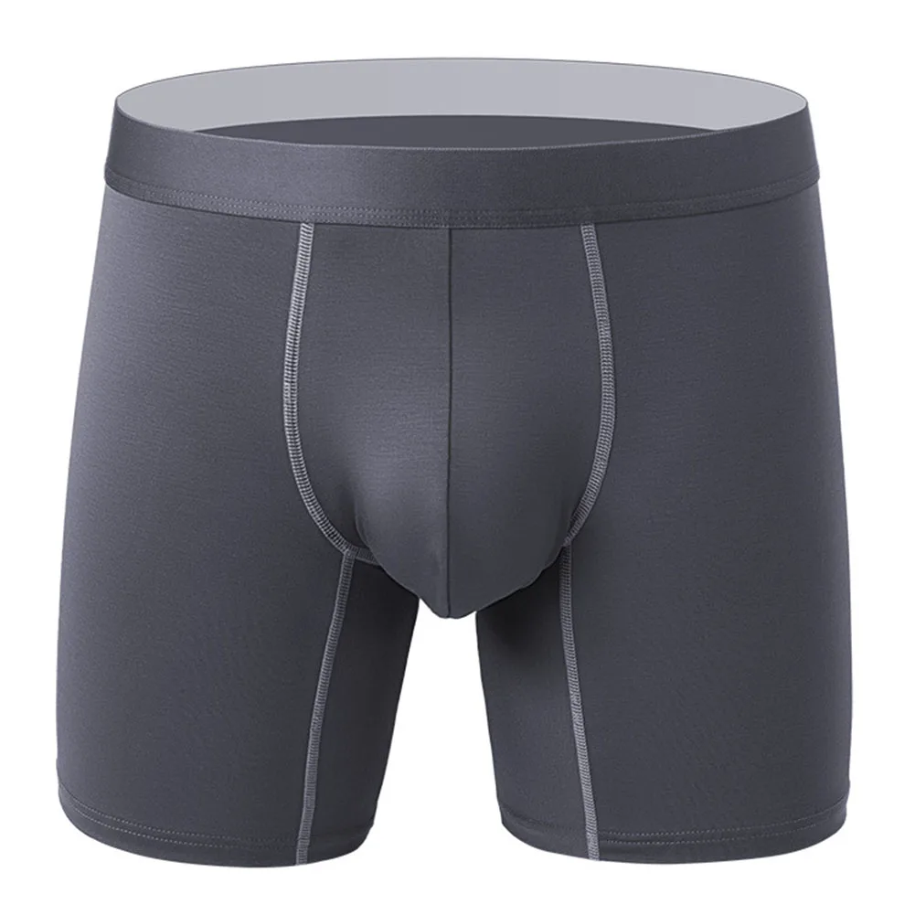 Lengthened Boxer Mens Boxer Briefs Hotel Applicable Medium Stretch Polyester Fabric Home And Sleep Use Solid Pattern