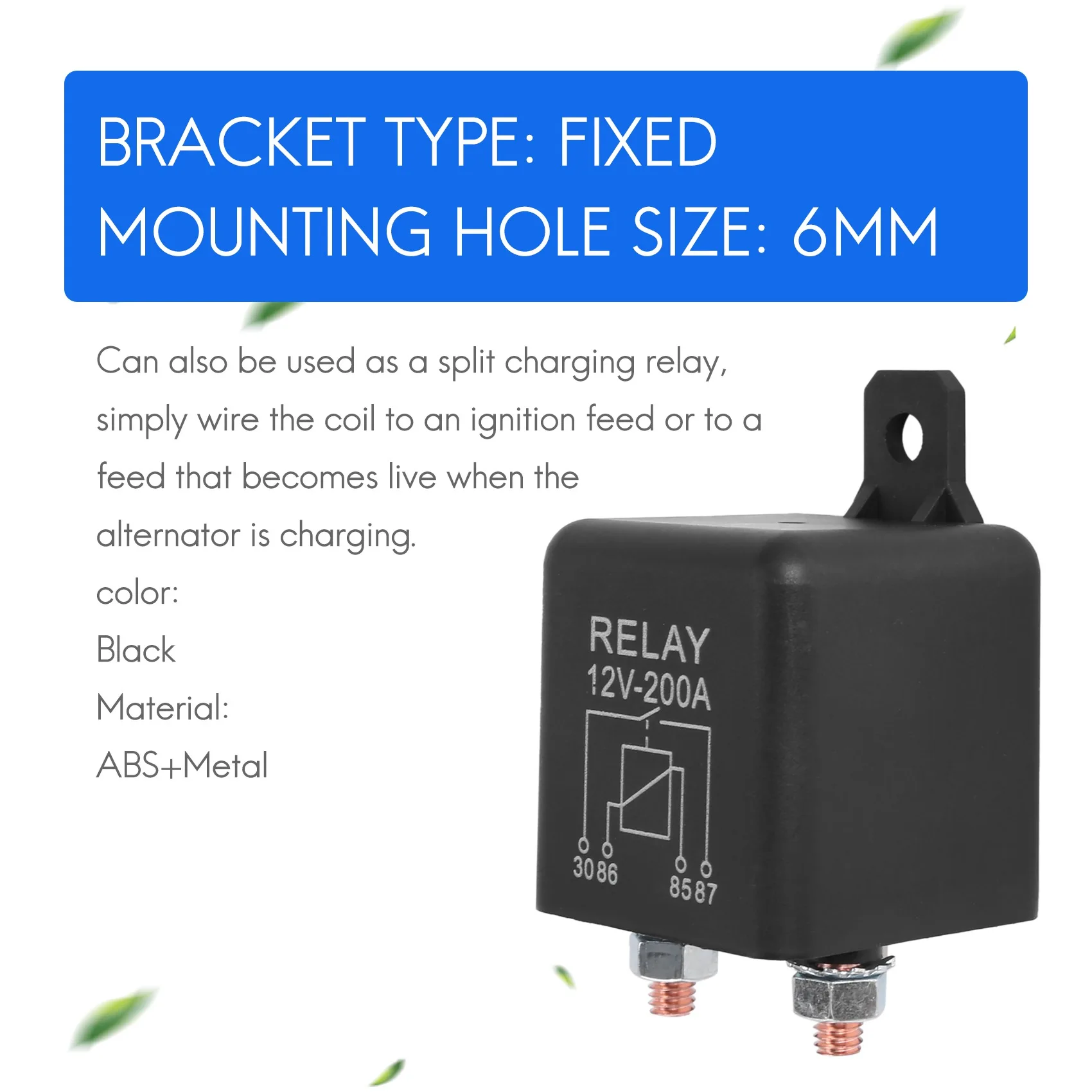 12V 200A Normally Open 4 Pin Relay - Heavy Duty Automotive Marine Split Charge