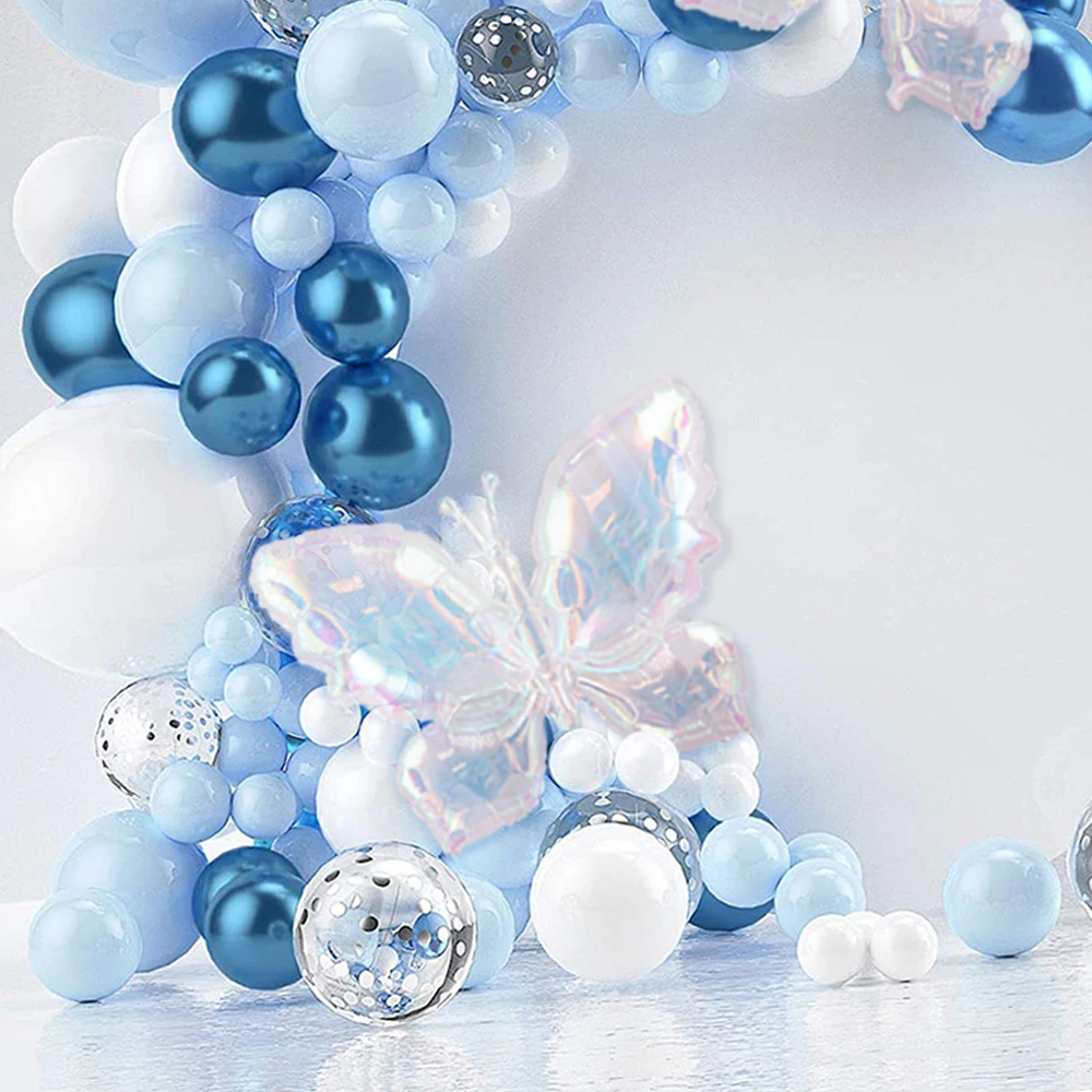Buntes Schmetterlings-Ballon-Set, blauer und weißer Latex-Ballon, geeignet für Schmetterlings-Mottoparty, Hochzeit, Geburtstag, Dekoration – Detail 4