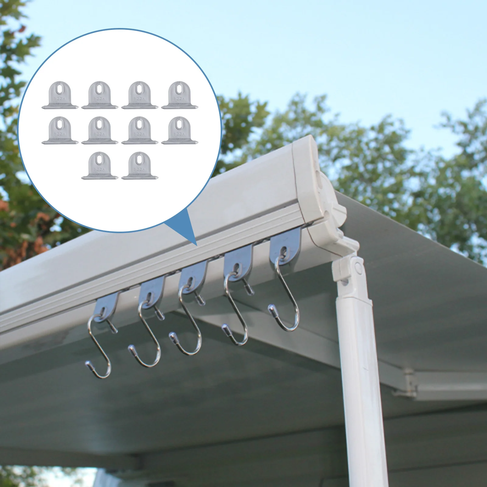 

10Pcs Rv Awning Hook Aluminum Alloy Durable Connected Design Camping Supplies Roller Slot Replacement Accessories