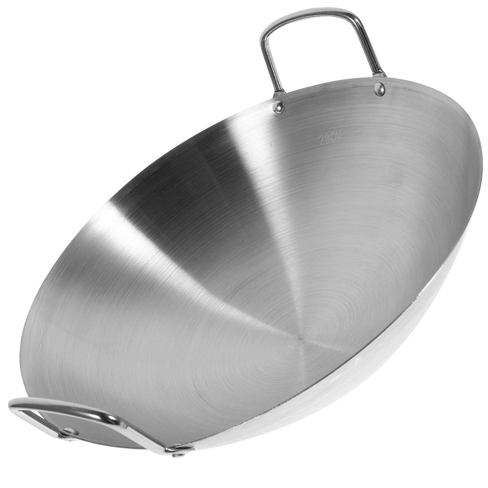 

Double-ear Frying Pan Stainless Steel Wok Uncoated Round Bottom Wok Large FryPan durable Saute Pan home Gas Stoves universal Wok