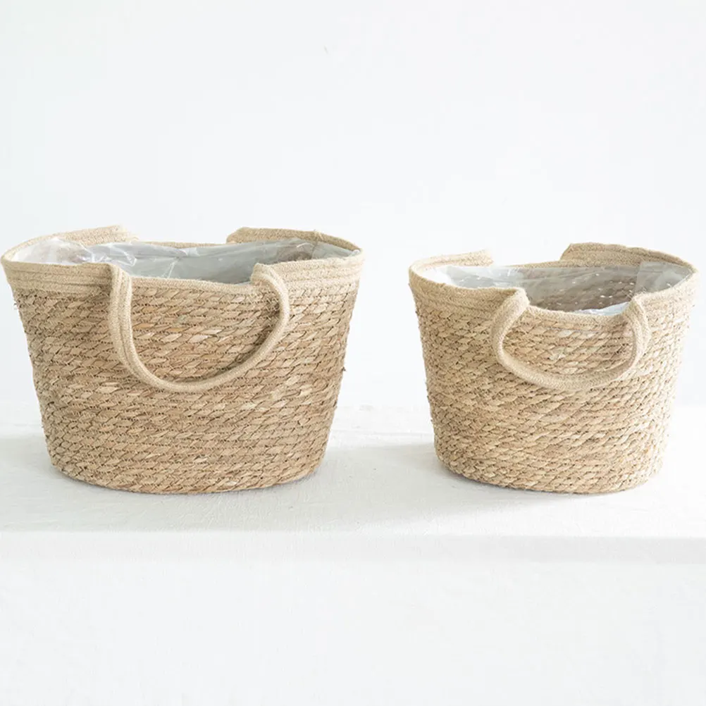 

Rattan Straw Flower Basket Planter Storage Decorative Woven Craft Durable Environmental Friendly