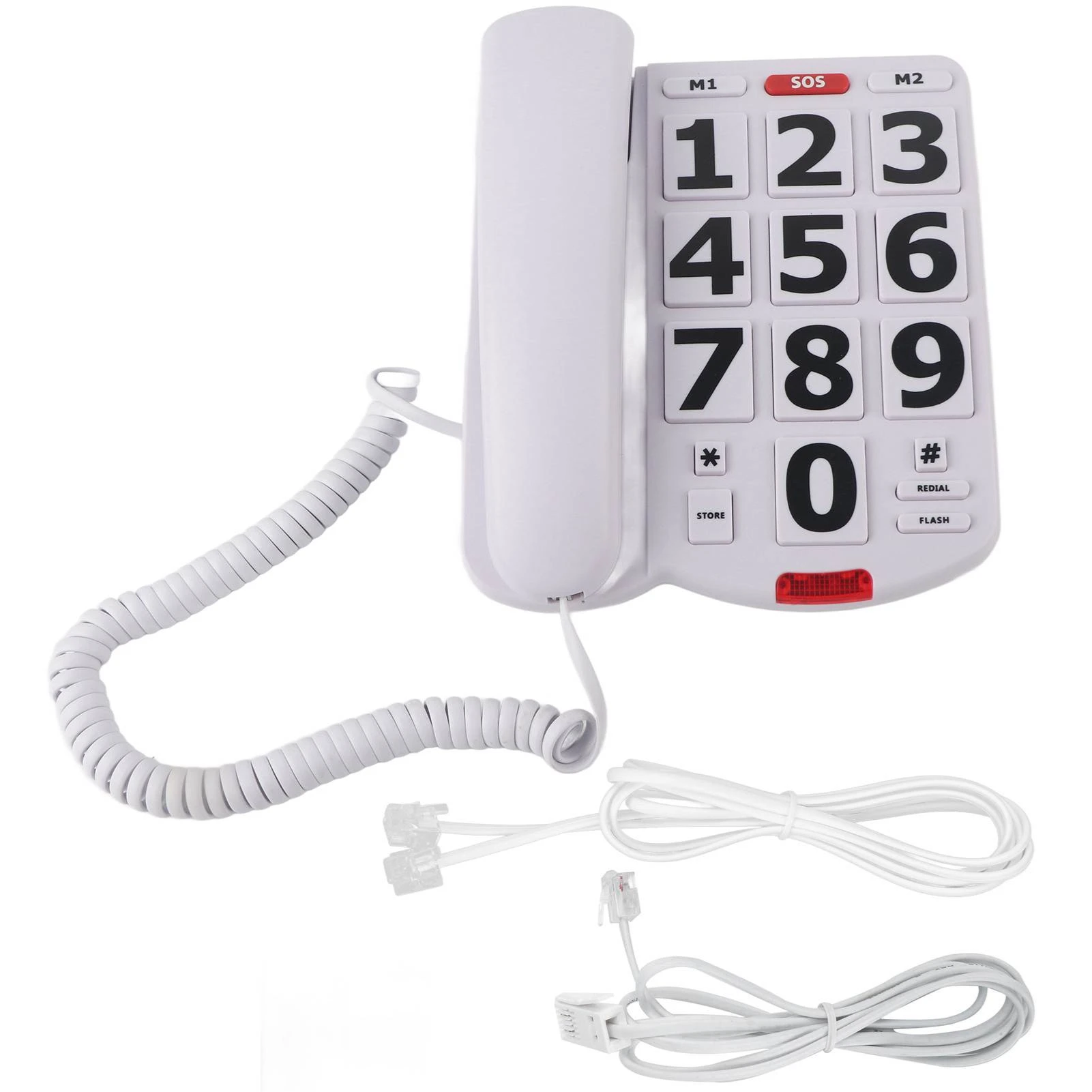 A standard corded landline phone featuring easy-to-identify large buttons and an extra-loud