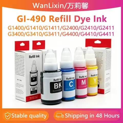 490 GI-490 Ink Refill Ink Compatible For Canon G1400 G1410 G1411 G2400 G2410 G2411 G3400 G3410 G3411 G4400 G4410 G4411 Printer