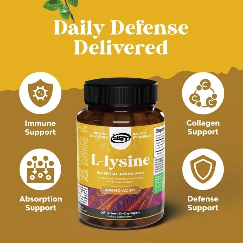 L-Lysine Free Form - High strength L-Lysine supplements for eye health and lip care Collagen synthesis and immune support