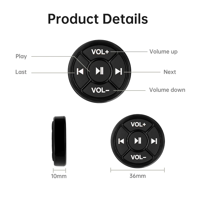 Wireless Media Bluetooth Button Remote Controller Car Motorcycle Bike Steering Wheel MP3 Music Play For IOS Android Phone Tablet