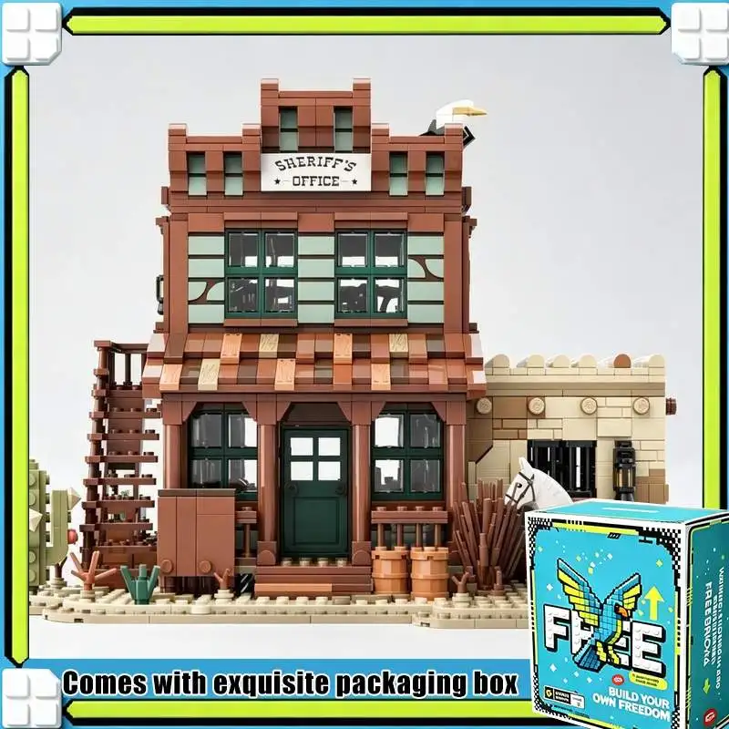 2348PCS Western Sheriff Office Modular Street View Building Blocks Creative Model Blocks DIY Assembly Toy Gift For Adult Fans