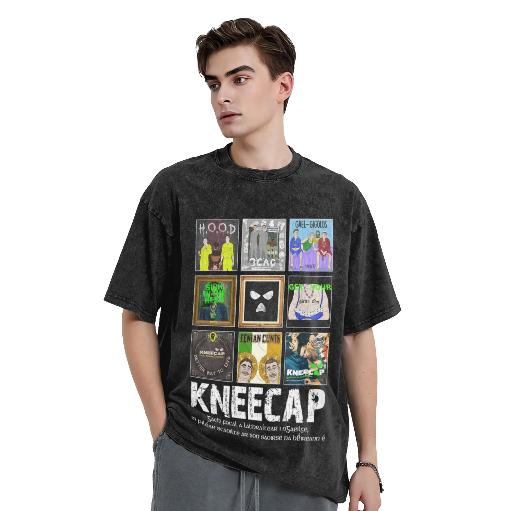 KNEECAP Gach focal a labhra tear i nGaeilge Unique Chic A T-Shirt Oversized Short Sleeve Men's Women's Cotton Tees Tops