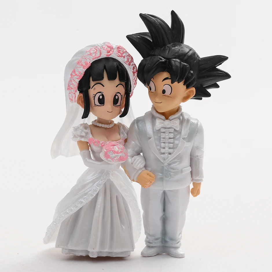 9cm DragonBall Wedding Goku and Chichi Figure Collectible Model Doll Toy For Cake Decoration