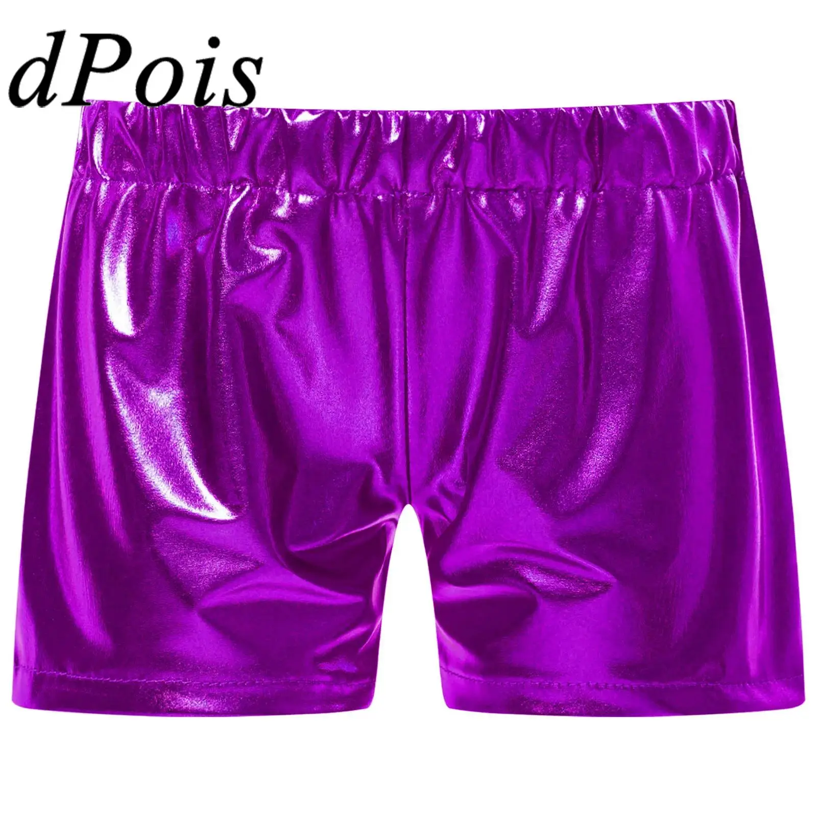 Children's Metallic Shorts Jazz Dance Costume Girls Elastic Waistband Sparkly Shorts Stage Performance Clothes Kids Short Pants