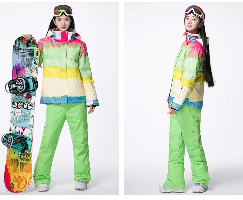 Gsousnow Dames Skipak Winddicht Waterdicht-35 Graden Lage Graad Snowboard Jack Winter Warme Jas Broek Dames Set Skikleding