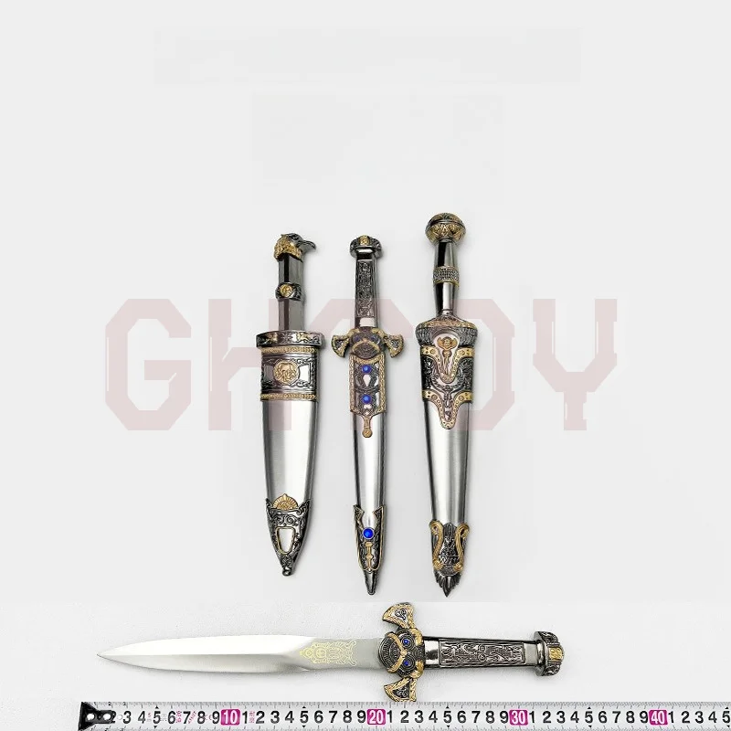 

35cm Western Little Swords Uncut Blade Weapons Model Cosplay Props Desktop Display Ornaments Collection Birthday Gift for Boys