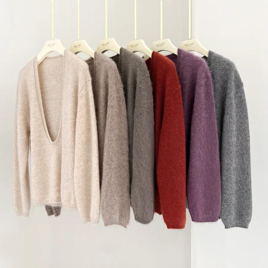 100 cashmere knit sweater fashion v neck pullover women top sweaters winter korean clothes red woman aesthetic streetwear ladies