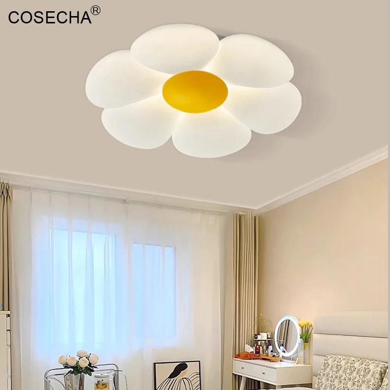 Flower Led Ceiling Lamp Modern White Ceiling Lights In Nursery Kids Bedroom 85-265V Unique Ceiling Light 2023 New Design