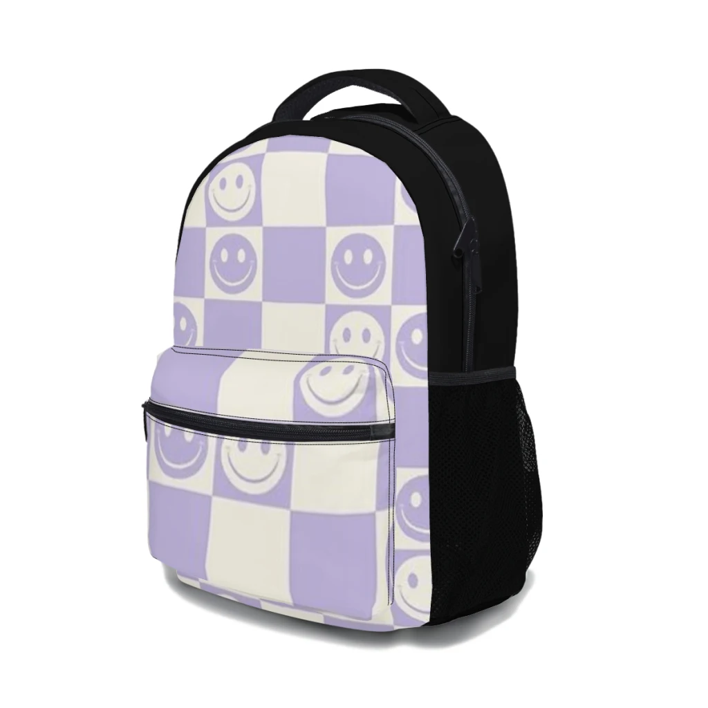 Lilac Check-High Capacity Waterproof College Backpack, Vintage, Feminino, Meninos, Meninas, Laptop, Mochilas escolares, Moda, 17 ", Novo, Moda 