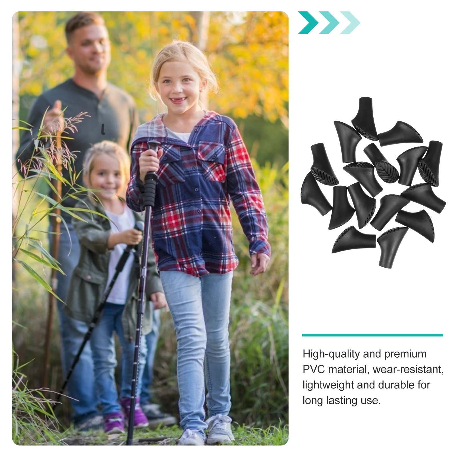 

16pcs Trekking Pole Tip Cover Set Hiking Stick Protectors Walking Poles Tips Protector Anti Slip Durable Camping Hand