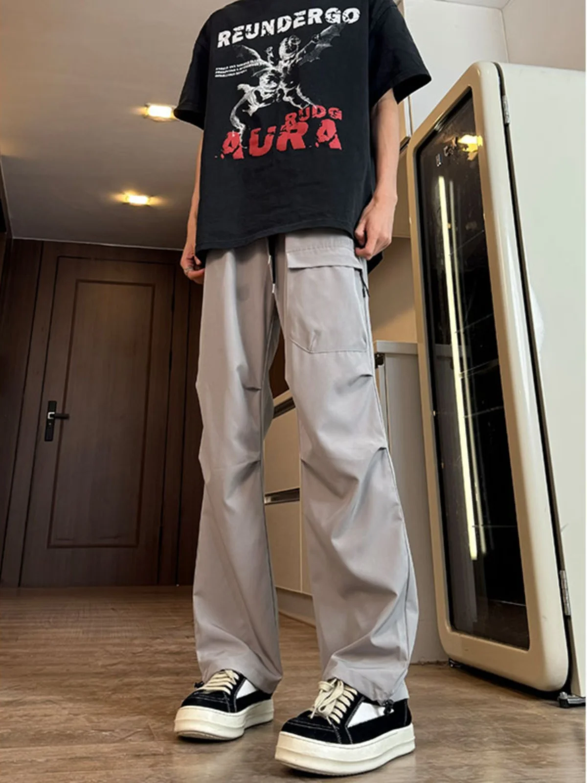 

Мужские летние тонкие брюки в американском стиле, функциональные, мягкие, с прямым кроем, быстросохнущие, повседневные, тактические, рабочие, с дизайнерскими складками