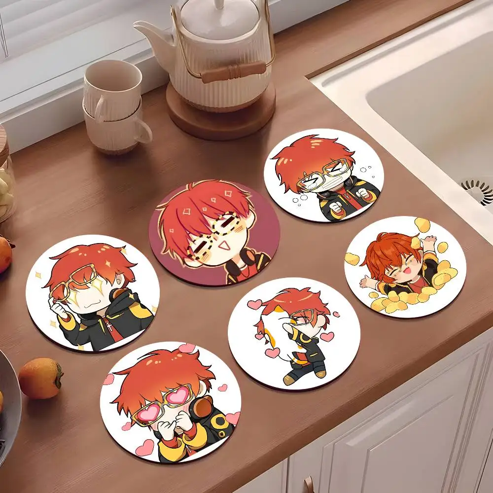 1pc Hot Game M-Mystic Messenger 707 Wooden Coaster Colour Printing Cup Mat Home Desk Decoration Gifts