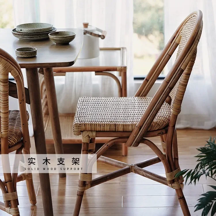 Home leisure chair simple back chair living room hand woven ins chair