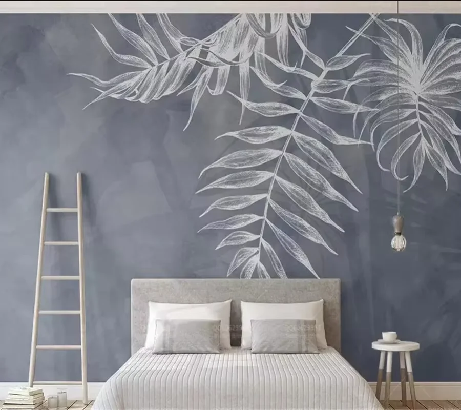 

Custom wallpaper European fashion color feather art retro American background wall living room bedroom leaf wallpaper home decor