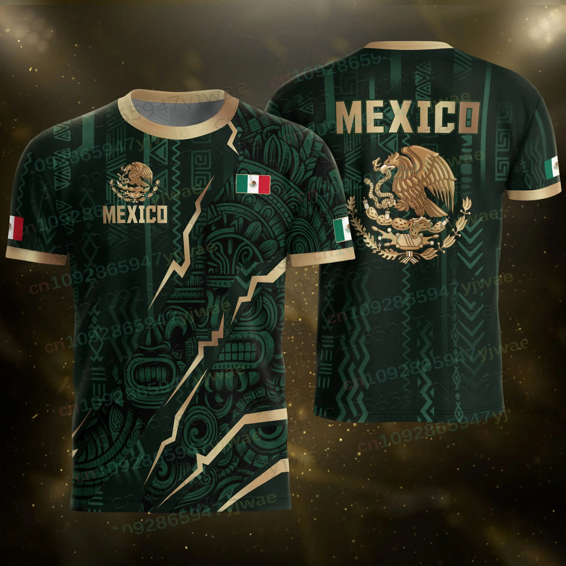 Mexico National Flag Print Men's Women Short Sleeve T-shirt 3D Print Parent-child Tees Outdoor Football Jersey Sports Casual Top