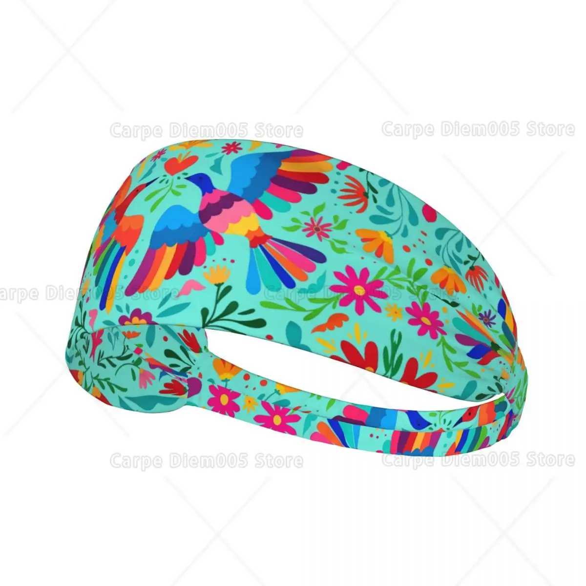 

Light Blue Mexico Floral Bird Headbands,Sweat Bands Headbands Men Mexico Headband for Men Soccer Tennis Workout Costume
