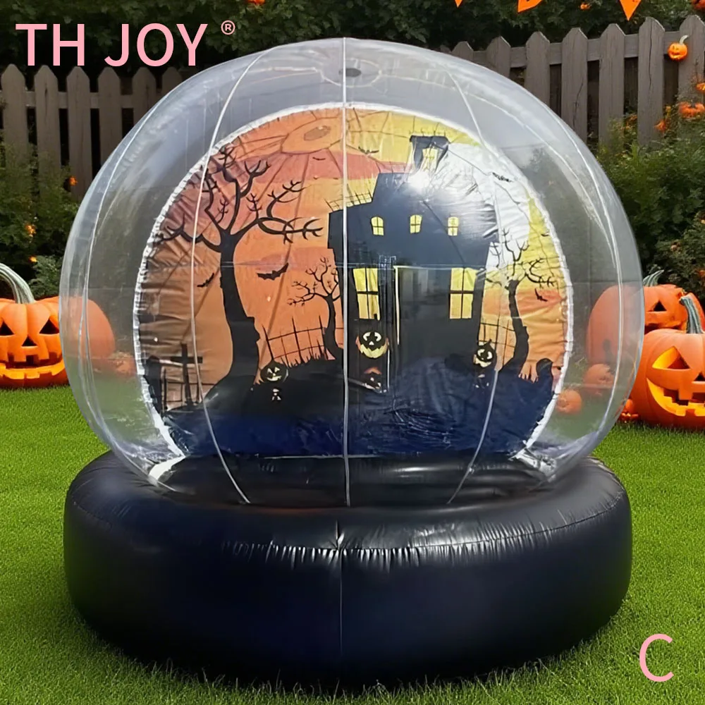 schnelles Luftschiff zur Tür, Halloween-Dekorationen, Fotokabine, Blasenhaus, aufblasbares transparentes Zelt, Schneekugel für Halloween