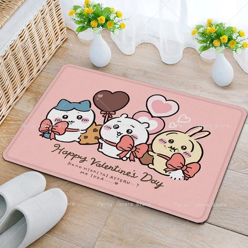 Anime Chiikawas Flannel Carpets Anime Anti-slip Floor Mats Cartoon Living Room Bathroom Rectangle Doormats Home Decor Women Gift - view 3