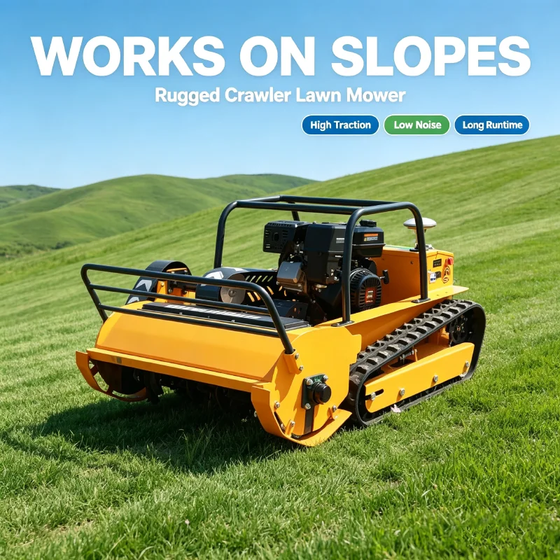 Durable Track Remote Crawler Lawn Mower Rubber Track RC Grass Cutter Machine With One Year Warranty