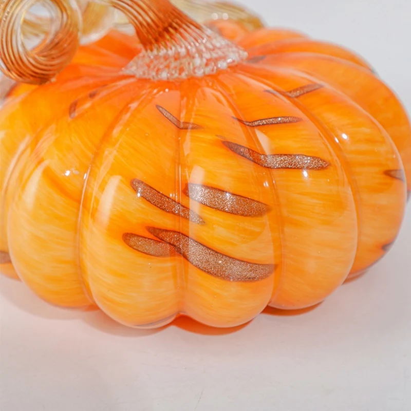 Hand Blown Glass Orange Pumpkin Figurines Crystal Pumpkin Home Decor Collectible Figurine Home Decorations For Tabletop Orange