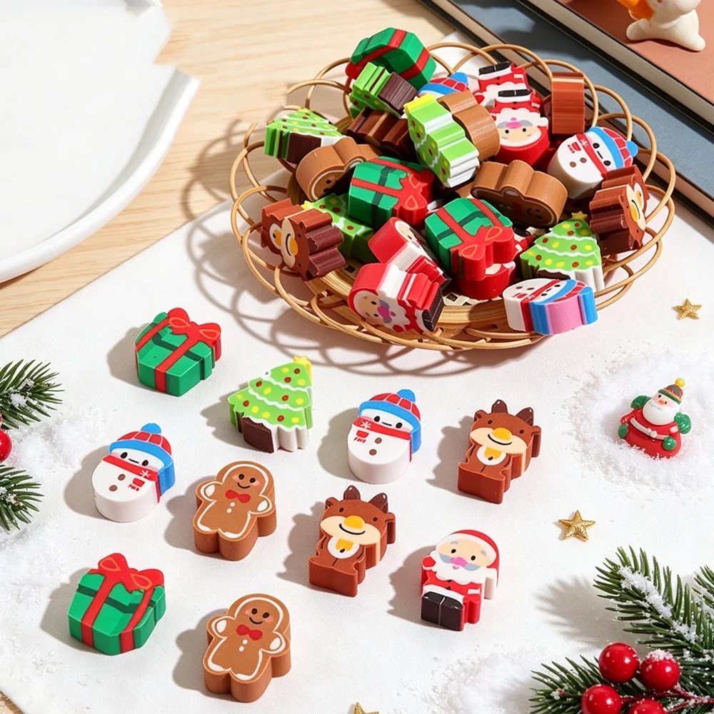 300/150 Pieces of Assorted Styles, Randomly Packed Christmas Mini Erasers in the Shape of Santa Claus, Snowman, and Christmas Tree. Includes Christmas Tree, Santa Claus, Reindeer, Gift Box, Creative Christmas Erasers,
