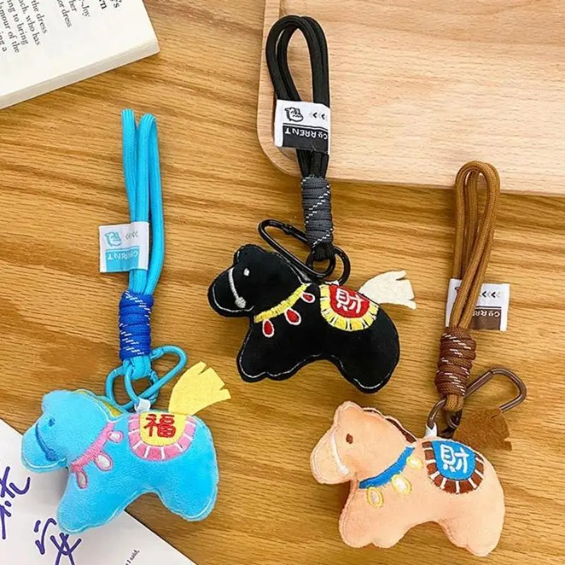 Stuffed Animal Horse Key Ring Horses Plush Hanging Decor Horse Year Pendant Cute Pony Backpack Ornaments Donkey Small Doll Toy