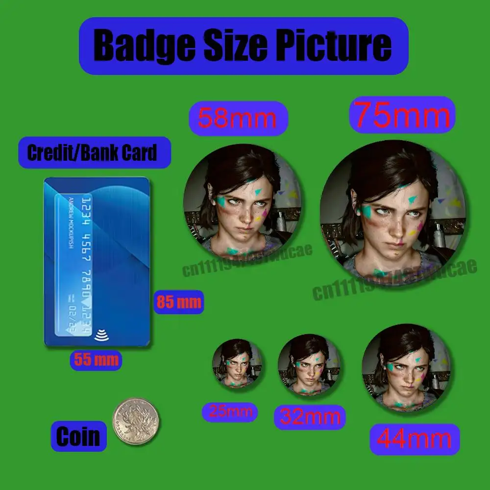 For E-Ellie Williams Badge Case Custom Pin Insignia Emblem Round 32mm 58mm Hats Laser Film