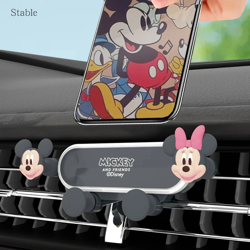 Soporte para teléfono móvil con salida de aire de coche de Mickey Mouse de Disney, soporte de navegación con dibujos animados, movimiento