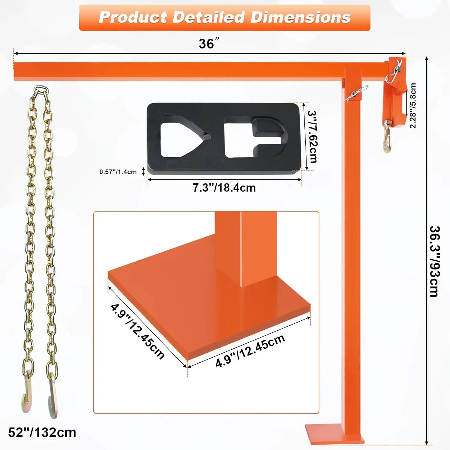 Removing Round Fence Posts - Heavy Duty T-Post Puller, 52'' Lifting Chain & Plate, Labor-Saving