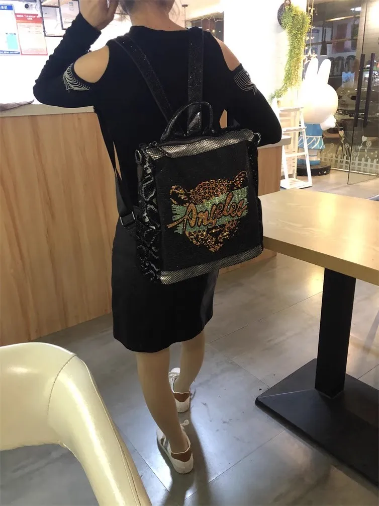 Zaino moda di grande capacità di alta qualità Borsa da donna con diamanti glitterati Borsa a tracolla Borsa da donna Borsa da viaggio femminile