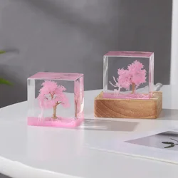 Colorful white deer cherry blossom night light resin jewelry