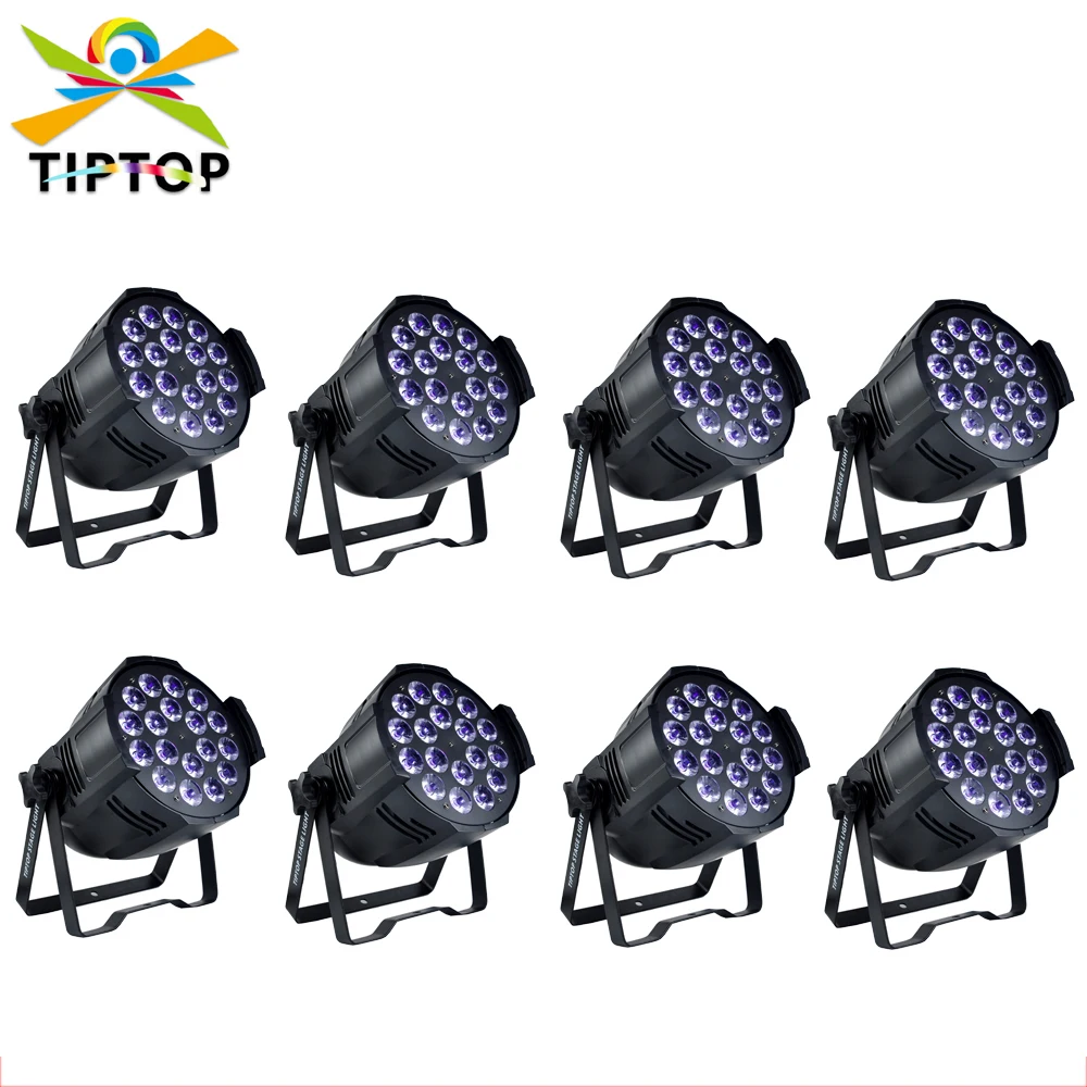 

Guangzhou TIPTOP 8XLOT DJ Par Cans RGBWA UV 6IN1 18X18W LED Par Cans Waterproof Rating IP20 Aluminum Black Housing 90V-240V