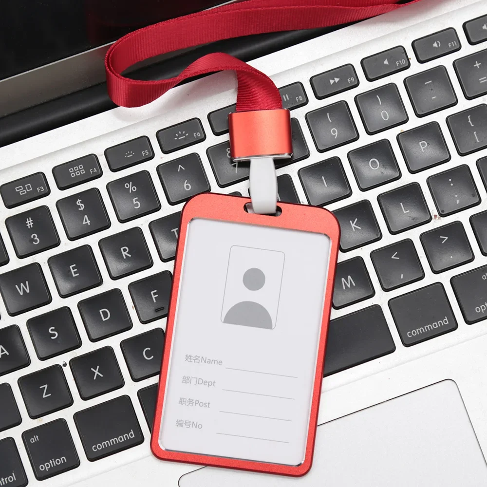 Nowa modna okładka na kartę Kobiety Mężczyźni Smycz Aluminiowe etui na identyfikator Praca Biznesowa karta identyfikacyjna Etui na identyfikator Metalowe torby Etui