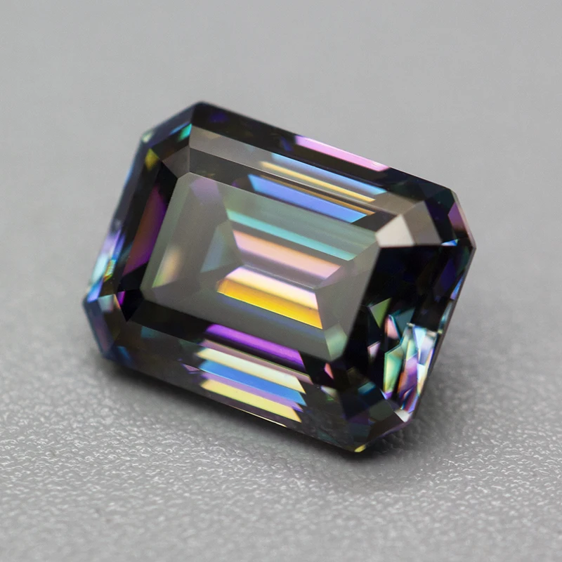 인증서가 포함된 레인보우 컬러 모이사나이트 스톤 에메랄드 컷 0.5-5.0ct GRA 보고서가 포함된 포지티브 패스 다이아몬드 테스터