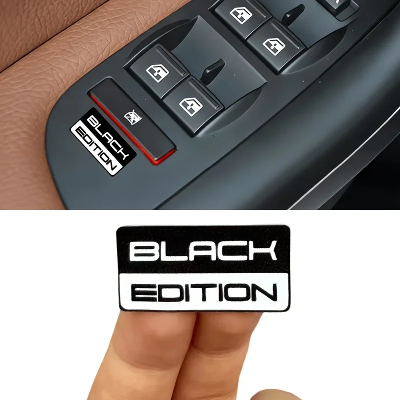 2Pcs Black Edition Car Interior Sticker Waterproof Vinyl Decal for Dashboard Console Door Panel Trim Decor Accessory