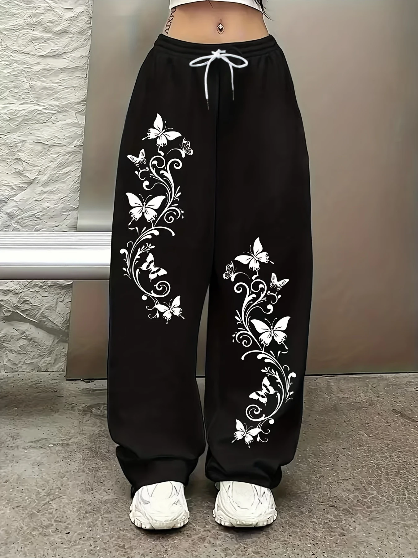 

Gothic Style Butterfly Men's Long Pants Printed 3D Straight Leg Pants Casual Street Pants Women's Loose Pants Harajuku Style